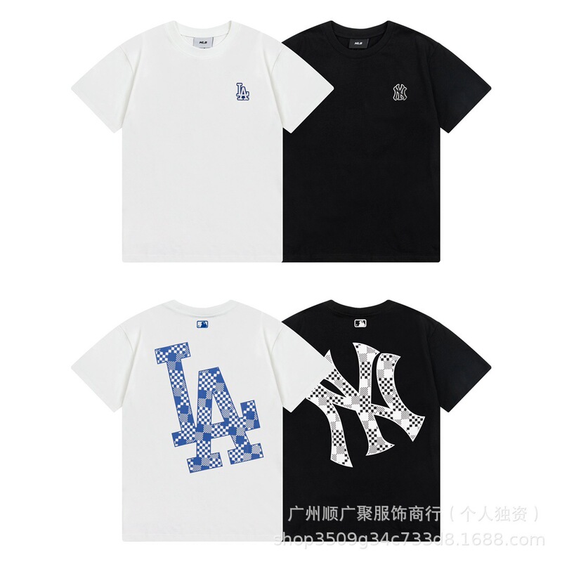 Korean Style Summer High Version Trendy Brand MLB New Large Back Simple Printed Round Neck Short Sleeve Men's and Women's Couples Same T-Shirt