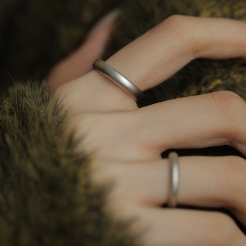 Retro Matte Sanding Plain Circle Ring for Women Couple's Matching Rings Adjustable Open Design,  New Arrival
