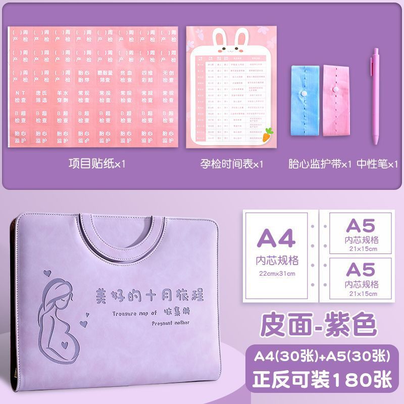 妊娠検査収納ブック、妊娠検査ファイルレポート、妊娠中の母親のB超フォルダー、出生前検査用ポータブルジッパーバッグ情報|undefined