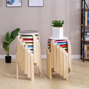 Round Stool for Home Modern Simple Solid Wood Dining Table Stool Living Room Creative Attention Starting from 3 Pieces