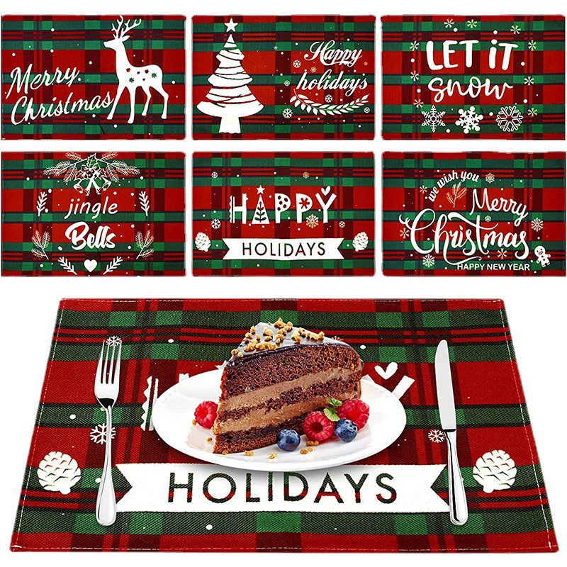 Household Accessories Christmas linen placemat cotton and linen insulation pad kitchen table mat home _voghion.com