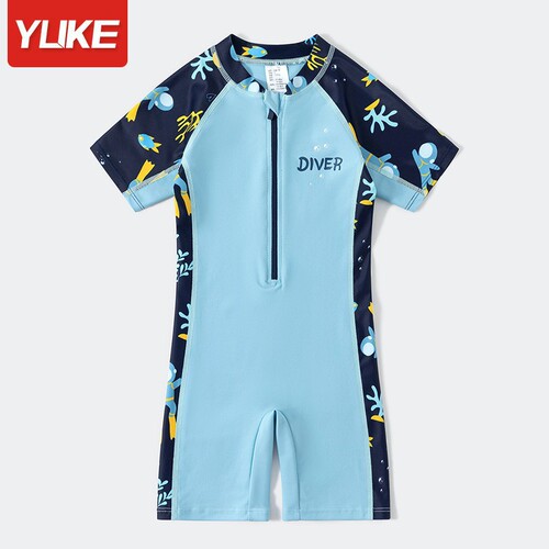 Children's swimming suit for boys, one-piece 2025, medium and large children, professional training, hot spring, boys' swimwear