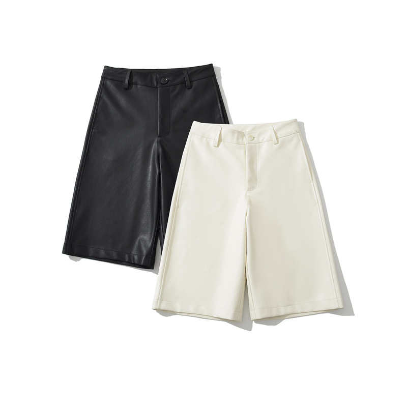 2026 Early Autumn New High-Waisted Straight-Leg Leather Shorts for Women, Slimming and Stylish, Versatile Shorts, Wholesale in Stock