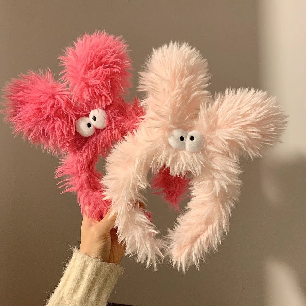 Donne, Nuovo accessorio dolce dei cartoni animati, Fascia per capelli in peluche per bambini, Grazioso ornamento per capelli per lavarsi il viso_voghion.com