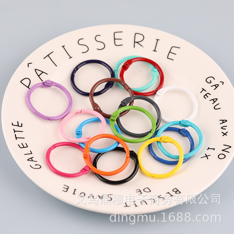 DIY Jewelry Accessories Handmade Materials 30mm Painted Colorful Book Ring Buckle Keychain Activity Ring Open Ring for Bead Crafts