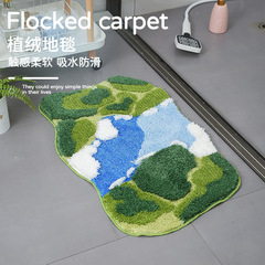 輕奢植絨地毯苔蘚異形浴室地墊柔軟超細纖維可水洗吸水地毯門墊