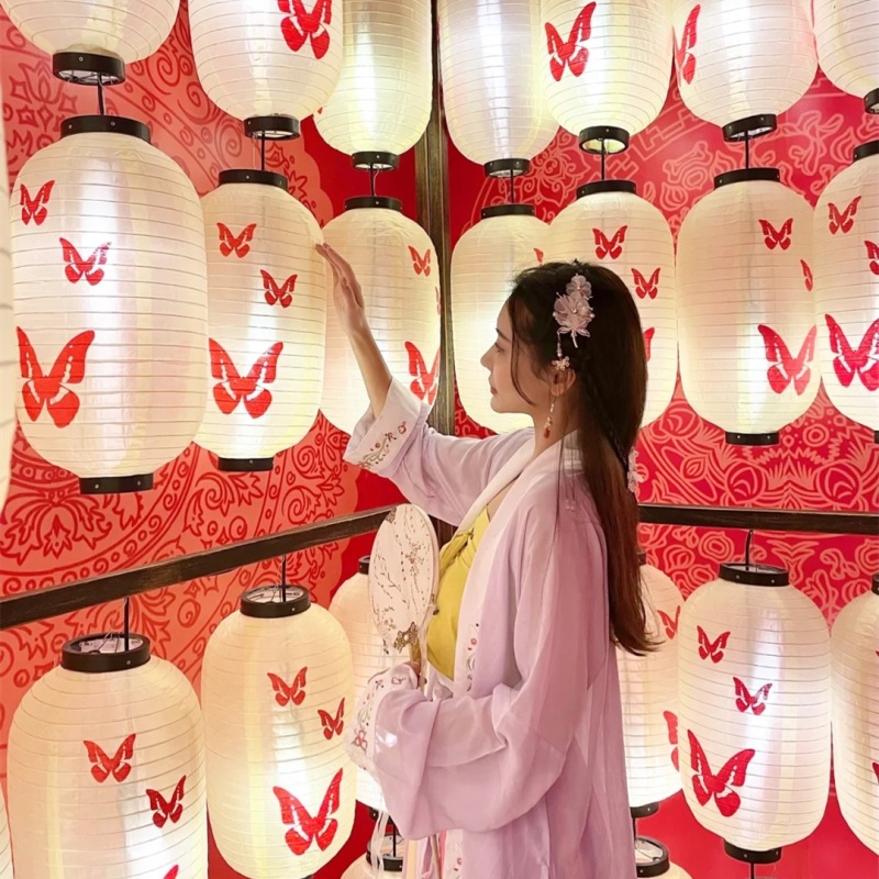 Linterna antigua Hanfu accesorios de tiro DIY linterna de pared linterna Festival linterna misterio estilo Tang estilo antiguo linterna de la boda decoración