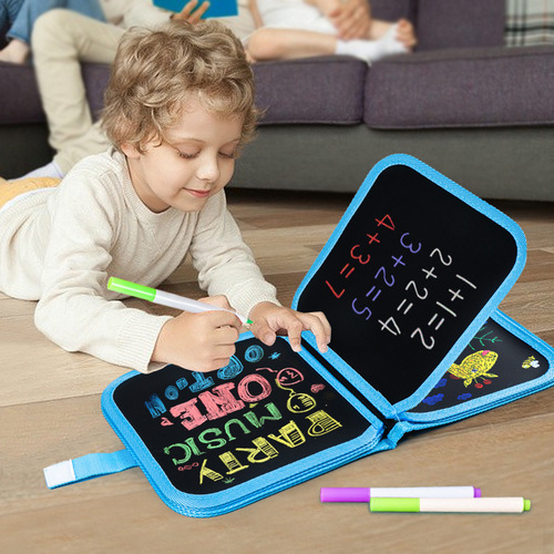 Children's drawing board, portable graffiti drawing book, erasable chalk blackboard, home drawing book, folding baby writing board