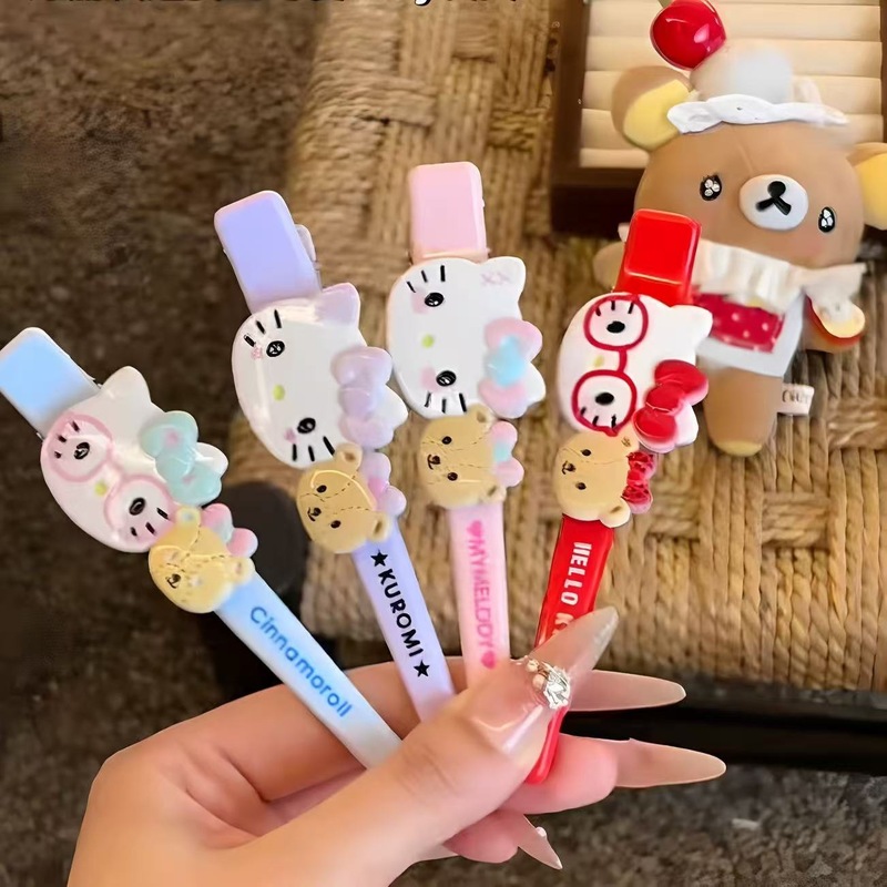 眼镜kt小熊大号洗脸夹可爱卡通刘海侧边夹甜美少女鸭嘴一字夹发饰|undefined