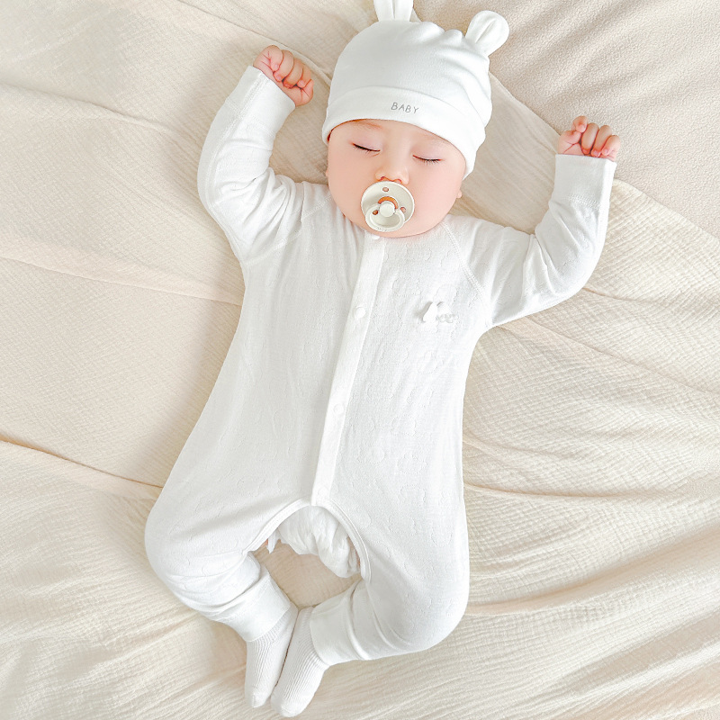 Mono de bebé para primavera y otoño, recién nacido, de algodón puro, con abertura en la entrepierna, ropa de otoño unisex, mono fino para bebé, ropa de bebé.