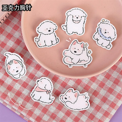 Insかわいい比熊子犬アクリルブローチバッジ
