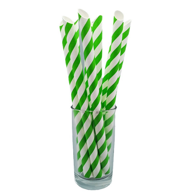12mm gran diámetro colorido rayas puntiagudas boca papel paja desechable degradable durable perla leche té paja