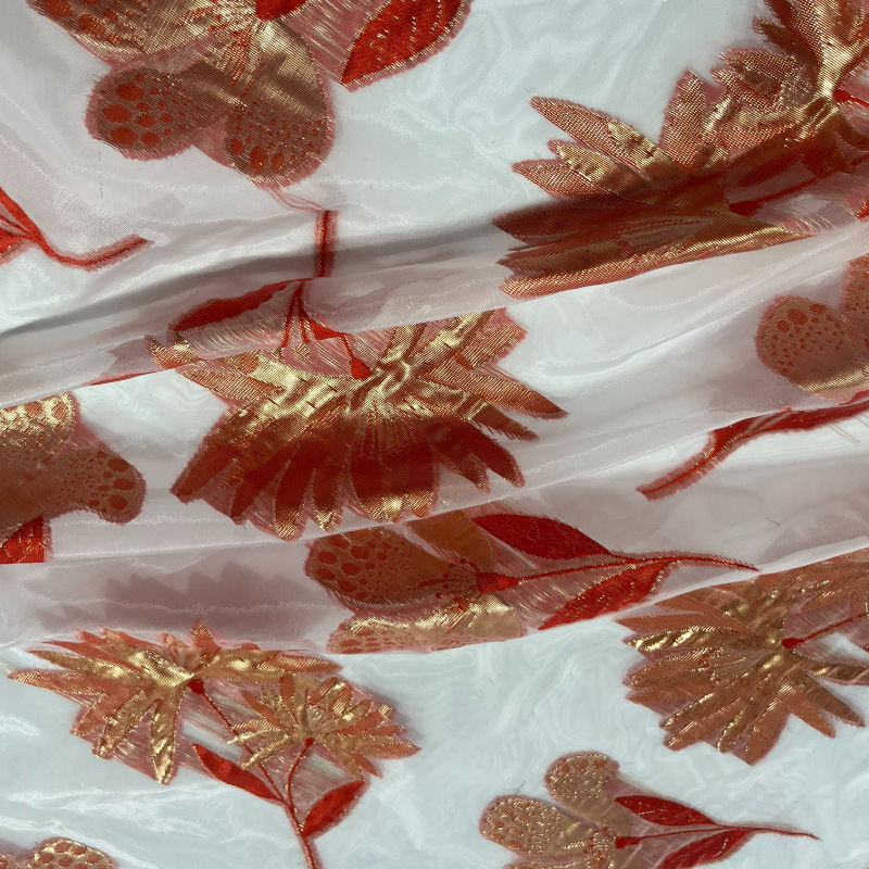 25 nuevo tejido de ergena todo poliéster después de la artesanía de ergena jacquard vestido de moda de tela de mujer en stock