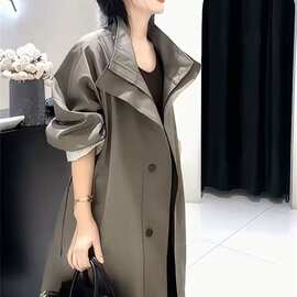御姐风气质通勤中长款风衣外套女春秋新款感纯色简约百搭大衣
