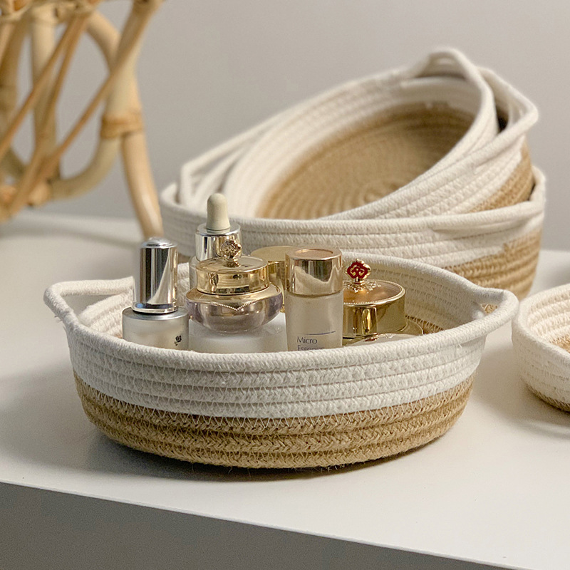 Storage basket cotton cord jewelry box cosmetics storage basket cotton rope desktop storage box key remote control storage basket
