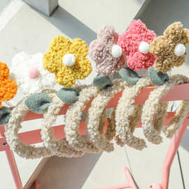 冬日暖阳羊羔毛洗脸发箍羊羔绒五角星可爱发箍头饰太阳花头箍