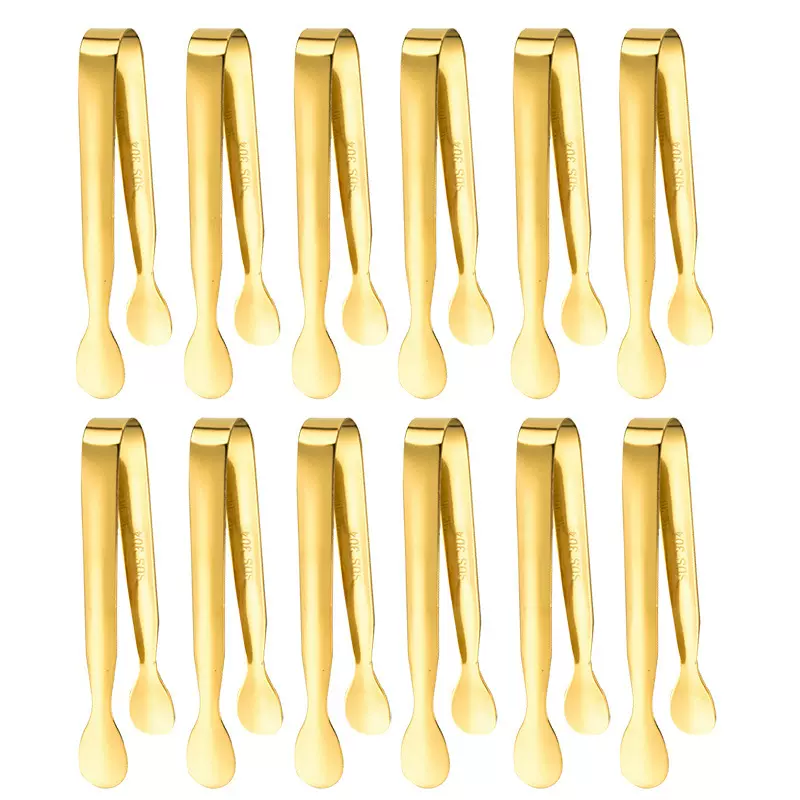 源头厂家12件套304不锈钢糖钳冰钳 跨境11cm迷你冰夹方糖夹服务夹