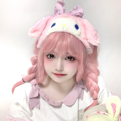 Japanese cartoon Melti hair tie pure cotton cute soft girl makeup brushing head accessory Instagram dog hair band for women