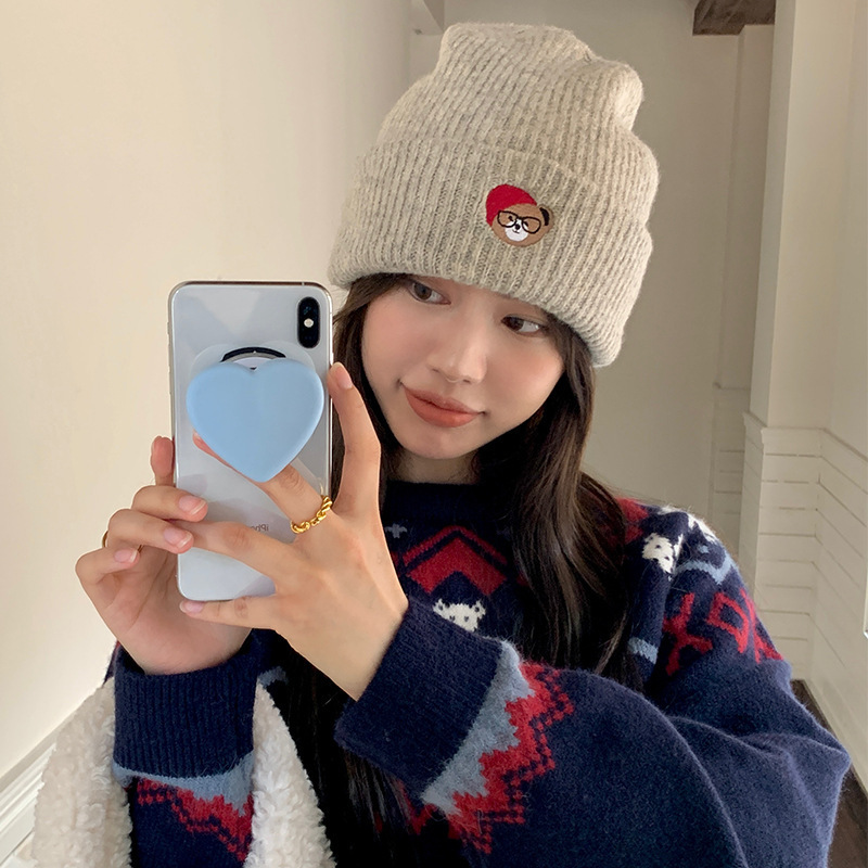 秋冬新款韩版ins百搭可爱卡通弹力针织帽女显脸小保暖毛线帽子男|undefined