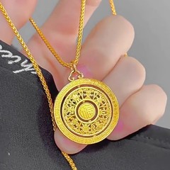 金店と同じスタイル、長持ちするベトナムサンドゴールド中国風レトロ回転式祝福八宝コンパスペンダントネックレス女性用