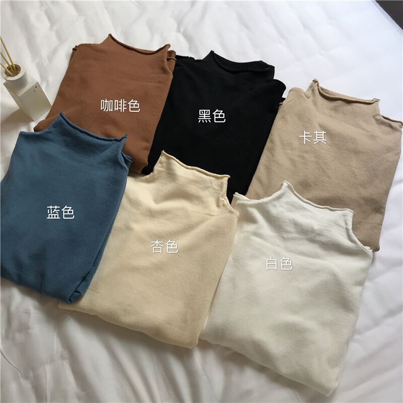 2021 Autumn New Women's Sweater with Rolled Edges, Loose Fit, Solid Color, Long Sleeve, Half Turtleneck, Pullover, Knitted Top for Layering or Outerwear 2021 Autumn New Women's Sweater with Rolled Edges, Loose Fit, Solid Color, Long Sleeve, Half Turtleneck, Pullover, Knitted Top for Layering or Outerwear