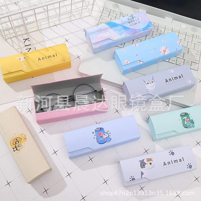 Glasses box manufacturers cartoon fashion simple cute men and women students myopia handmade glasses box free logo wholesale