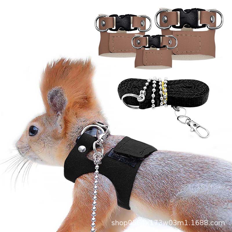 Squirrel Traction Rope Split Vest Type Combination Flower Branch Black Tail Marmot Lizard Anti-Bite Harness Anti-Strangle Supplies