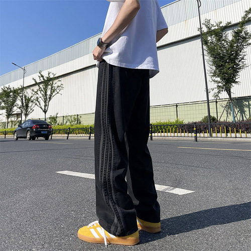 f2ocus Striped Men's Summer Thin American Street Military Green Straight Trousers Workwear Pants Athletic Casual Long Pants