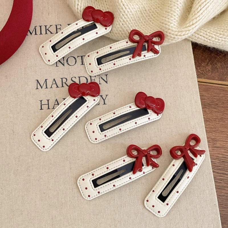 Correo rojo ondulado punto arco dulce corteza broca de cabello bb lateral broca de cabello broca de cabello niños rotos broca de cabello