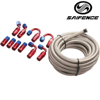 An6 Stainless Steel Oil Pipe 6.5m 3m Stainless Steel Braided Fuel Line Hose End Adapter Kit