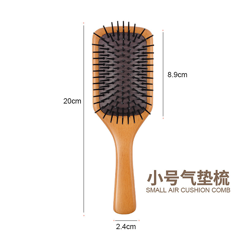 Peine de bambú, peine grande con cojín de aire, peine de peluquería para el hogar, peine para masaje de cabeza, peine de madera antiestático, venta directa de fábrica, cuidado del cabello