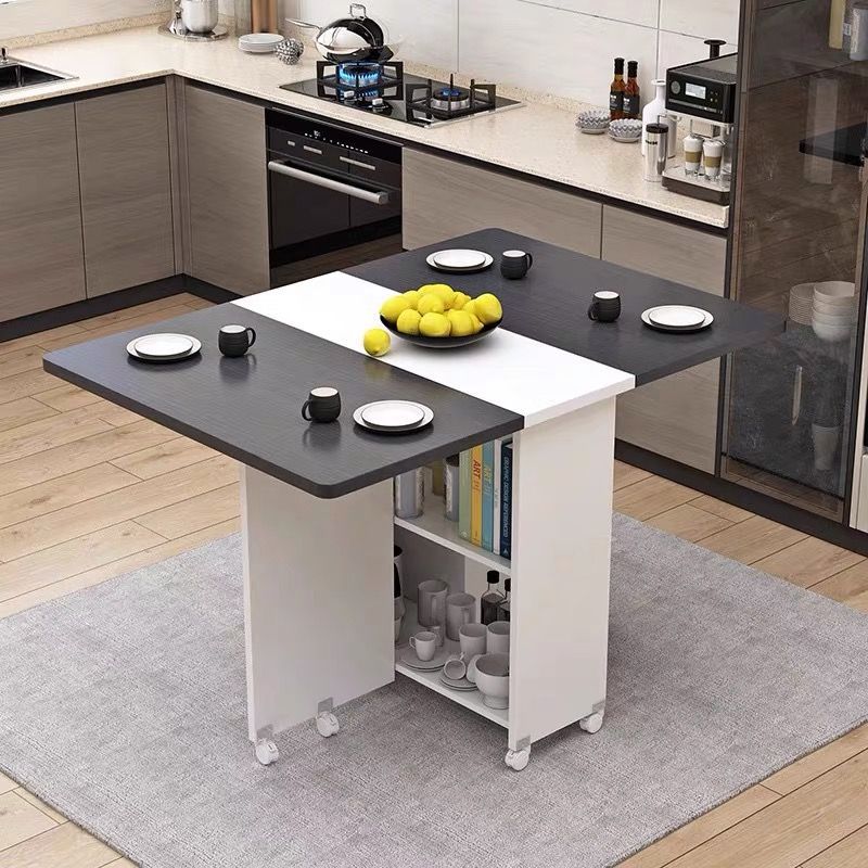 Rectangular (cabinetes blancos + nueces negras)