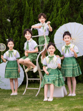 幼儿园园服夏装短袖中国风毕业照班服马面裙套装小学生六一演出服