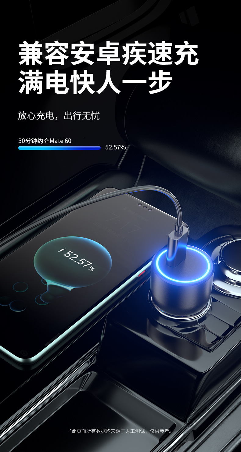 Qi2 Dedicated Aluminum Alloy Car Charger 15Vpd Fast Charging 45W Type-C Interface Supports Apple Pd Protocol
