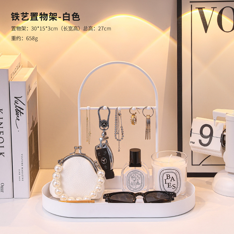 实木玄关化妆品收纳盒桌面梳妆台置物架香水口红高级护肤品首饰盒|undefined