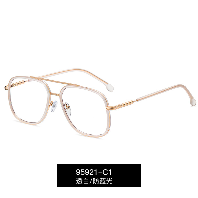 95921 de moda nuevo puente de la nariz doble TR90 gafas ópticas de los hombres anillo de metal gafas de luz anti-azul con gafas