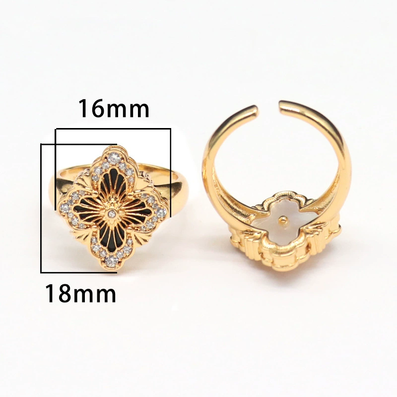 Quality ring, matte enamel, jewelry, four-leaf clover