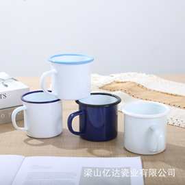 源头厂家彩色搪瓷杯老式茶缸多色卡通杯可印制专属logo