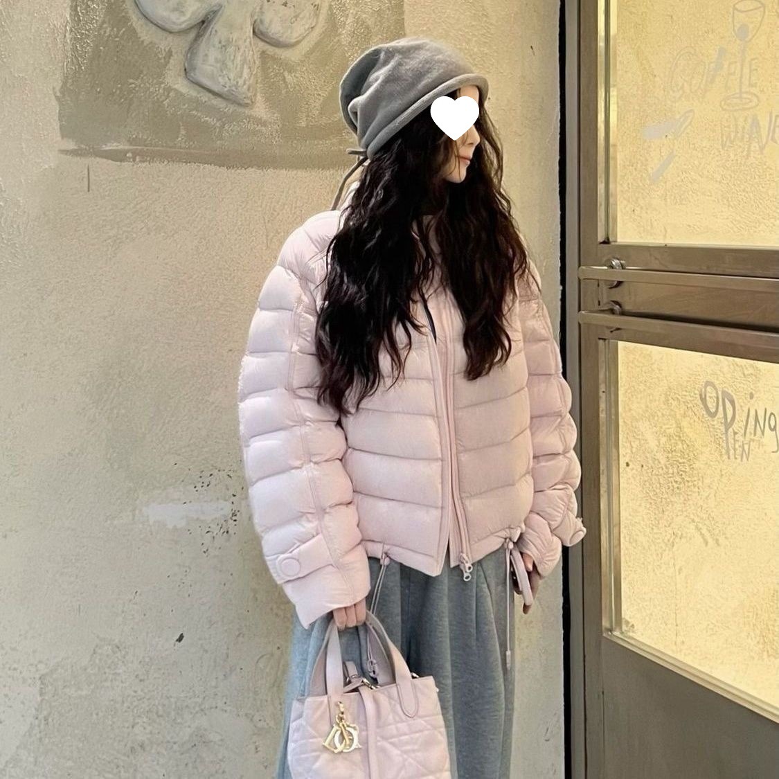 Zhang Beibei Style Puff down Jacket for Women, Short Model, 2026 Spring-Winter New Collection, 90% White Duck Down, Loose Fit, Stand Collar