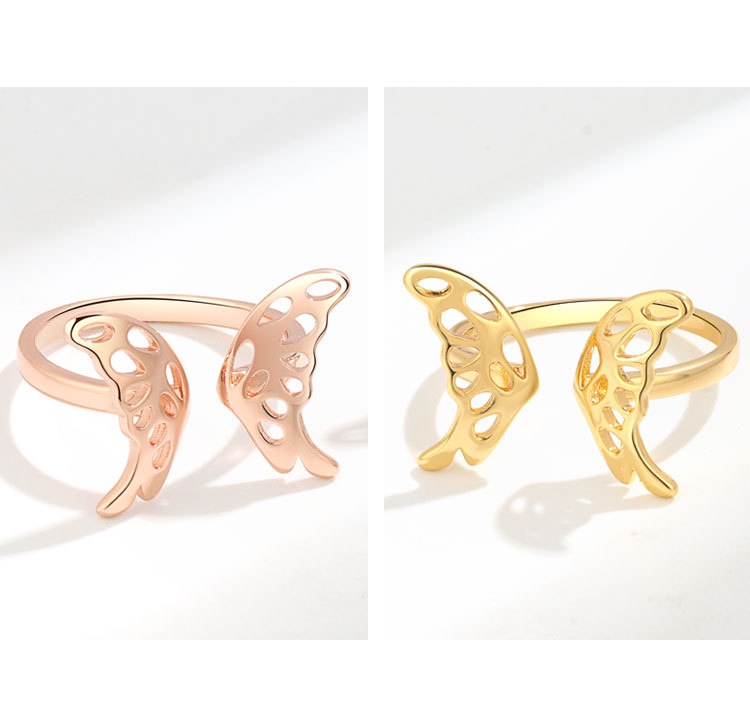 Simple Style Butterfly Copper Hollow Out Rings 1 Piece