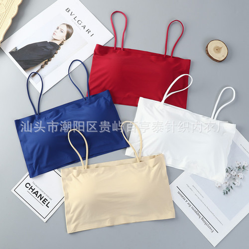 Ice Silk Seamless Underwear Summer Thin Style One-piece Tube Top Sexy Wire-less Thin Shoulder Strap Girl's Chest Wrapping