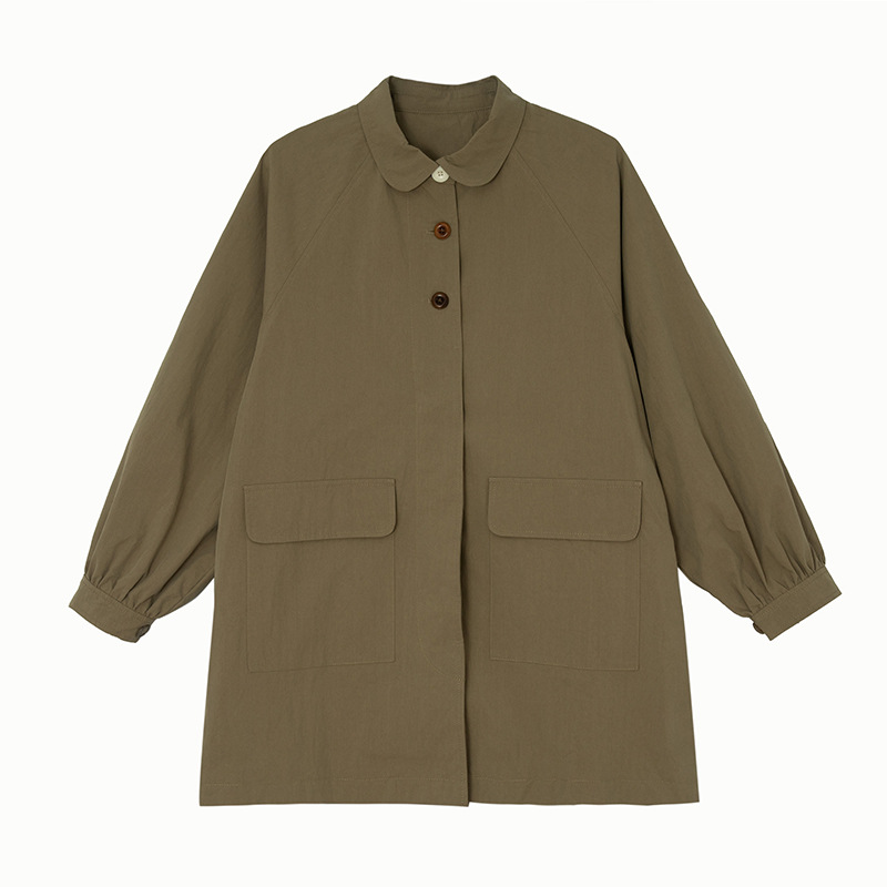 皇峥 ラグランスリーブ 小柄女性向けウインドブレーカージャケット 2025春秋新作 日本風 ゆったりカジュアルトップス ミドル丈