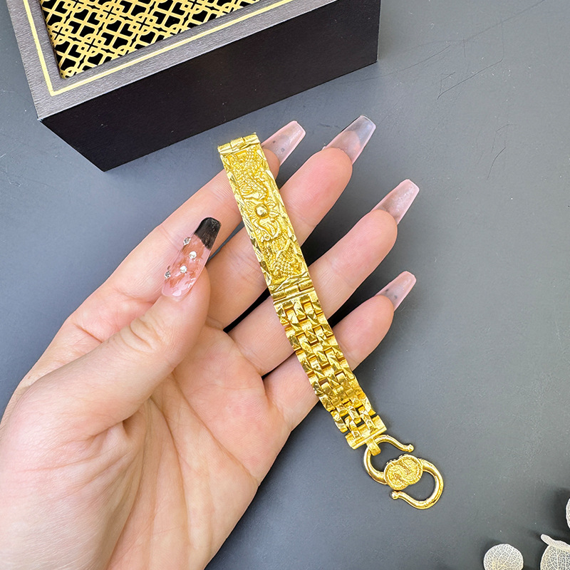 Brazalete en relieve de dragón de oro de Vietnam no se desvanecerá joyas de mano de verano masculinas accesorios Yiwu no se desvanecerán al por mayor