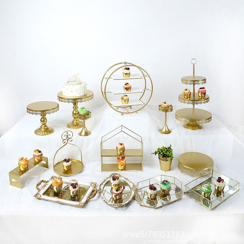Estante de pastel creativo europeo de postre de metal de decoración estante de exhibición de hotel buffet comida fría mesa de té image 23