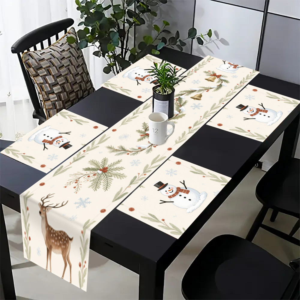 Transfronterizo temu bandera de impresión de mesa de Navidad poliéster impresión de cocina puerta de entrada decoración de mesa pequeña muñeca pan de jengibre image 8