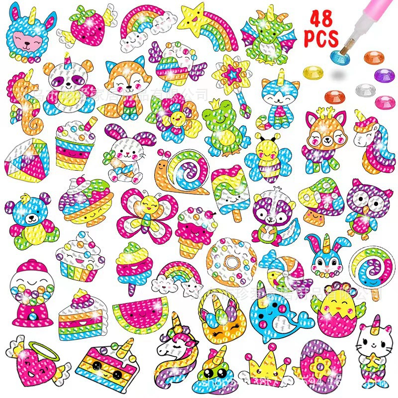 5D детский набор для алмазной мозаики sticker DIY, повседневные животные дизайны, разные размеры (наклейка и стразы)