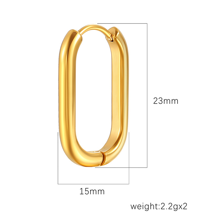 Moda europea y Americana geométrica Oval pendientes de acero inoxidable tridimensional presión de aceite de acero de titanio 18K de oro del todo-fósforo de la joyería del oído