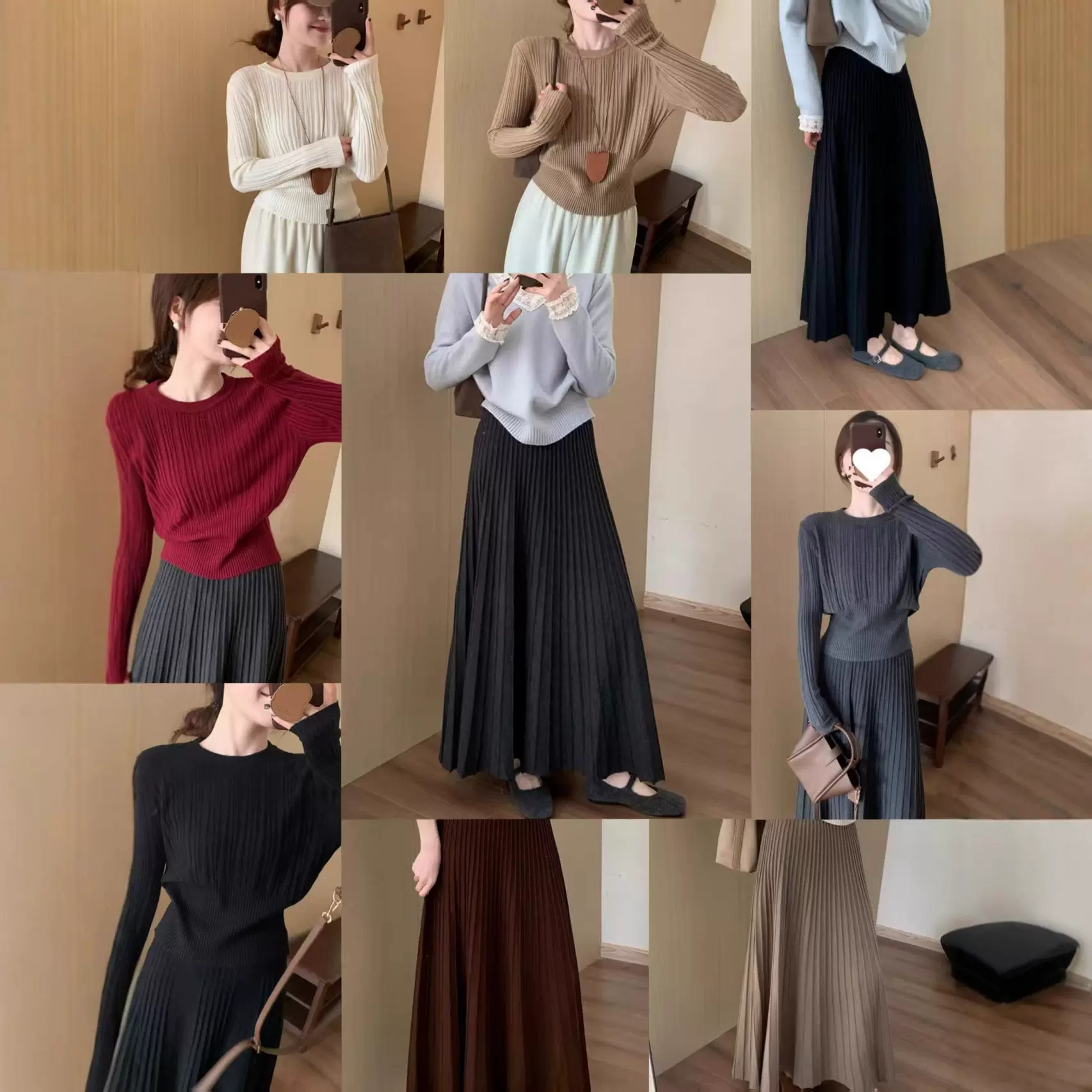 依帆泰羊绒高腰显瘦气质百褶半身裙韩版百搭休闲淑女针织打底衫女