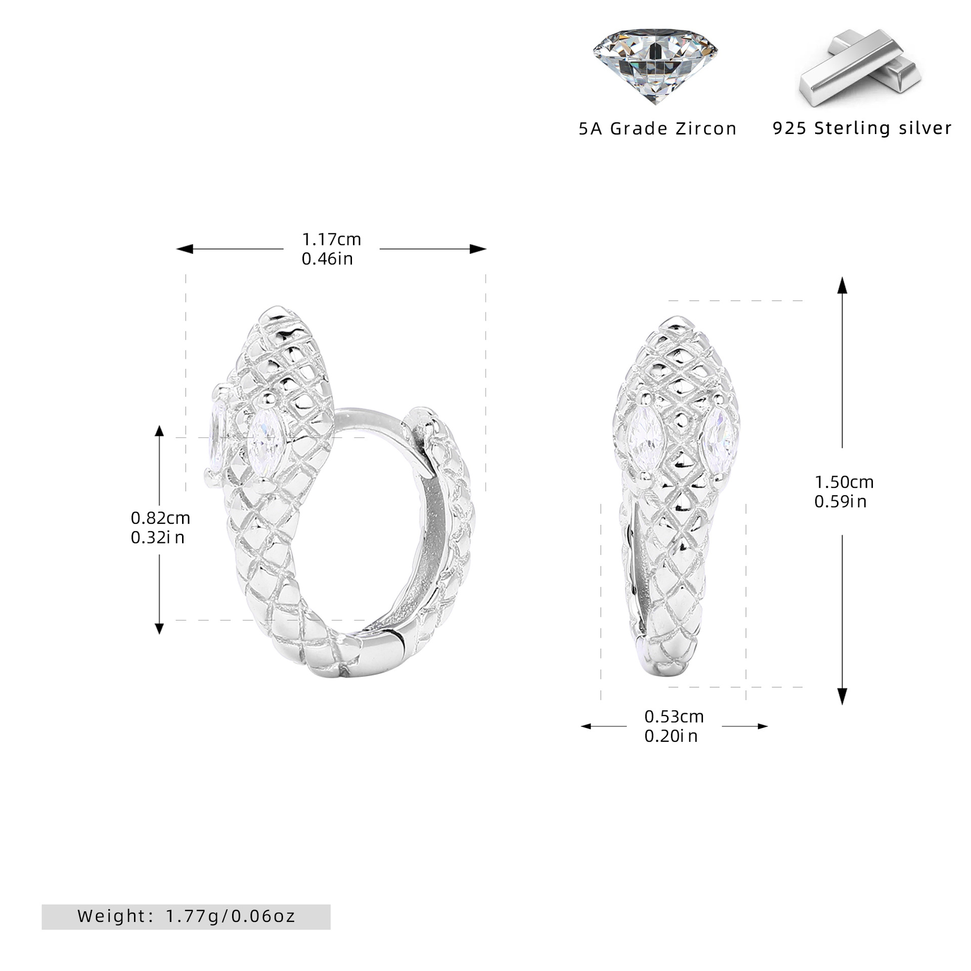925 Silver Plating White-White