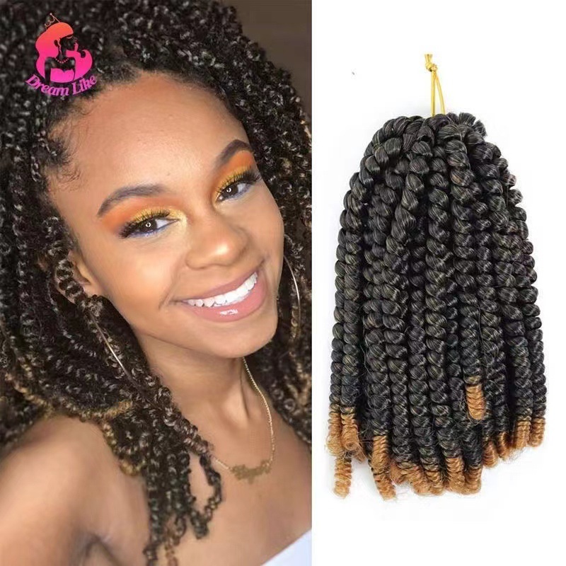 8 pulgadas 30 pequeñas trenzas de resorte de torsión de fibra química africana cabello de crochete peluca de trenza sucia